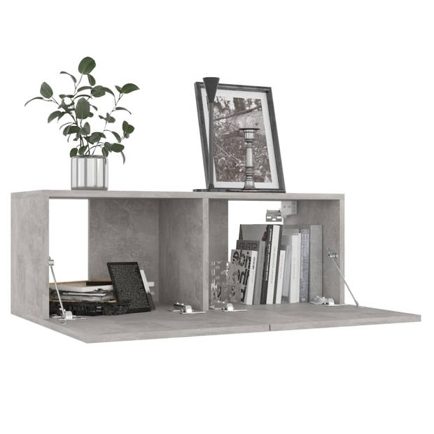 The Living Store Televisiekast Woonkamer - 80 x 30 x 30 cm - Betongrijs