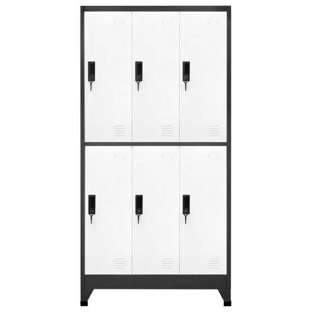 vidaXL Lockerkast 90x45x180 cm staal antracietkleurig en wit