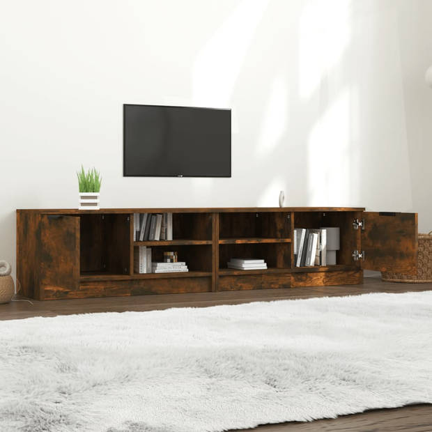 The Living Store Tv-meubel - Gerookt eiken - 80 x 35 x 36.5 cm - Praktisch materiaal