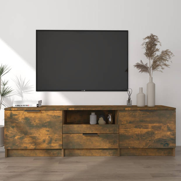 The Living Store Tv-meubel The Living Store - Gerookt eiken - 140 x 35 x 40 cm - Praktisch en hoogwaardig