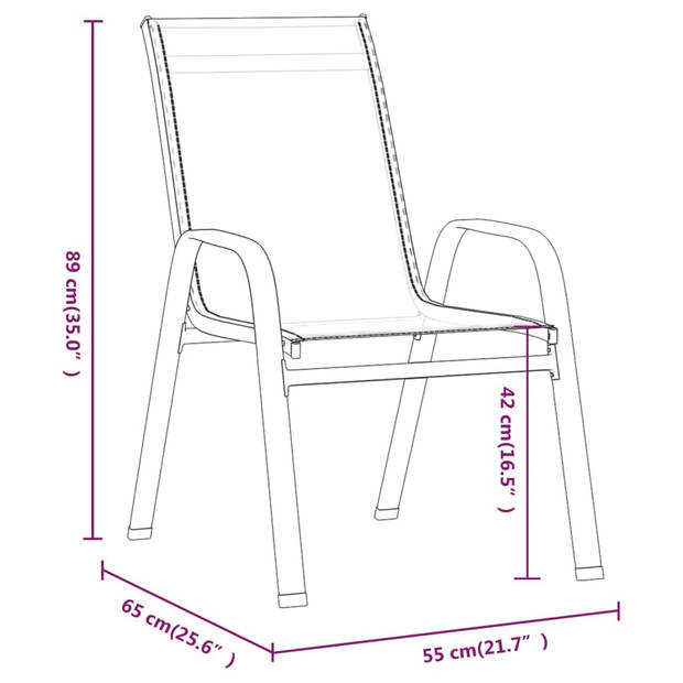 vidaXL Tuinstoelen stapelbaar 4 st textileen stof zwart