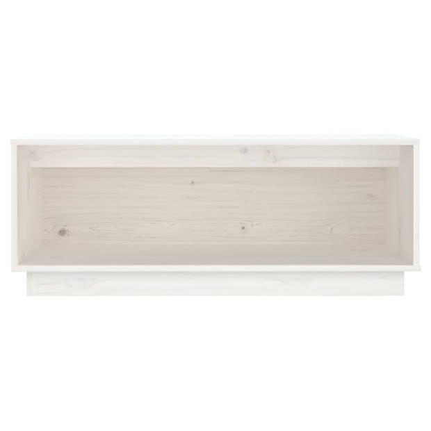 The Living Store Zwevend TV-meubel - Grenenhout - Wit - 90x35x35 cm - Opbergruimte - Display functie