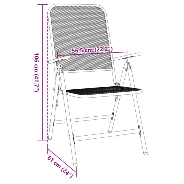 vidaXL Tuinstoelen inklapbaar 4 st metaalgaas antracietkleurig