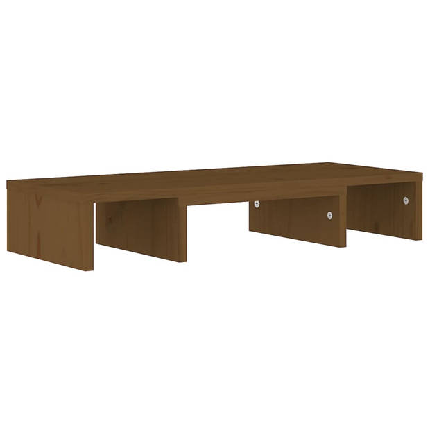 vidaXL Monitorstandaard 60x24x10,5 cm massief grenenhout honingbruin