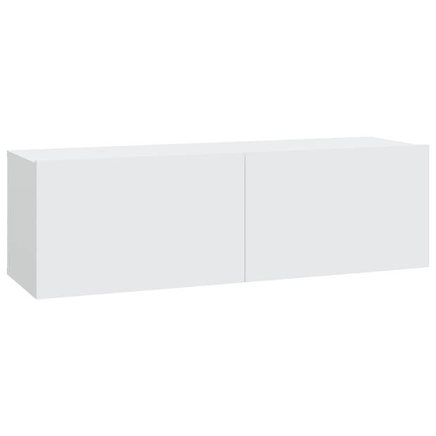 The Living Store TV-meubel - wandgemonteerd - bewerkt hout - wit - 100 x 30 x 30 cm