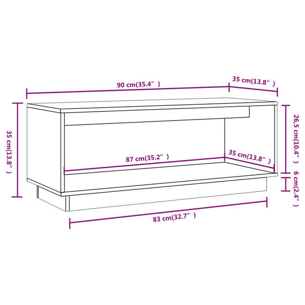 The Living Store Zwevend TV-meubel - Grenenhout - Wit - 90x35x35 cm - Opbergruimte - Display functie