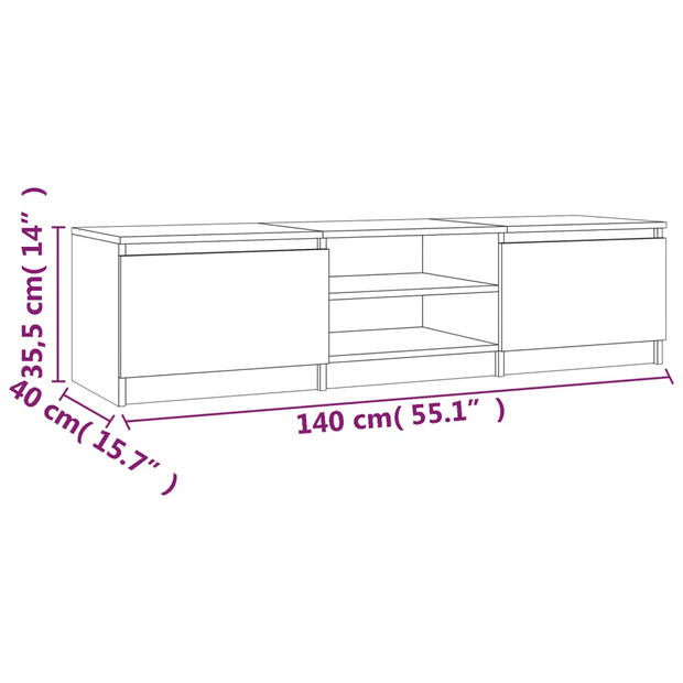 The Living Store Tv-meubel - Tv-meubels - Afmetingen- 140 x 40 x 35.5 cm - Kleur- Gerookt eiken