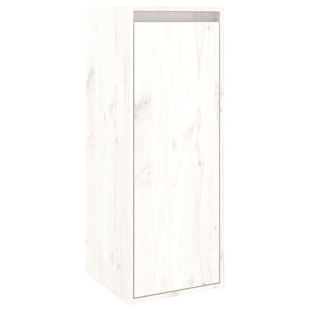 The Living Store Wandkasten - Massief grenenhout - Wit - Set van 3x 80x30x35cm - 1x 30x30x80cm