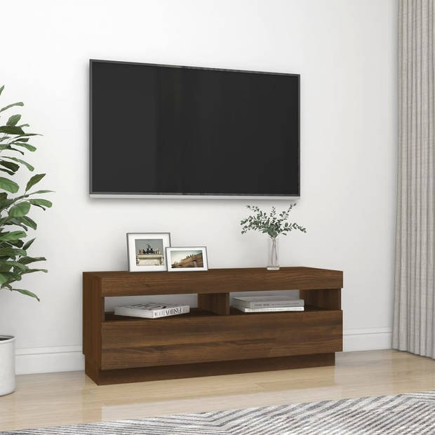 vidaXL Tv-meubel met LED-verlichting 100x35x40 cm bruin eikenkleur