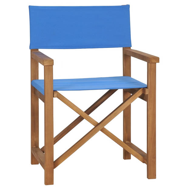 vidaXL Regisseursstoelen 2 st massief teakhout blauw