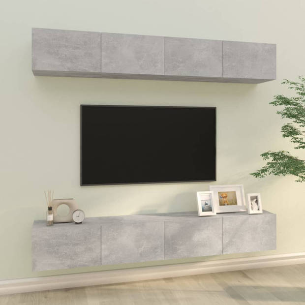 vidaXL Tv-wandmeubels 4 st 100x30x30 cm betongrijs