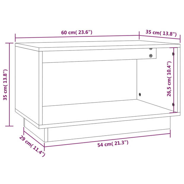 vidaXL Tv-meubel 60x35x35 cm massief grenenhout wit