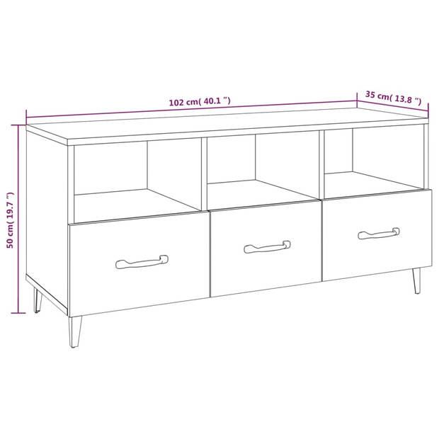 vidaXL Tv-meubel 102x35x50 cm bewerkt hout wit