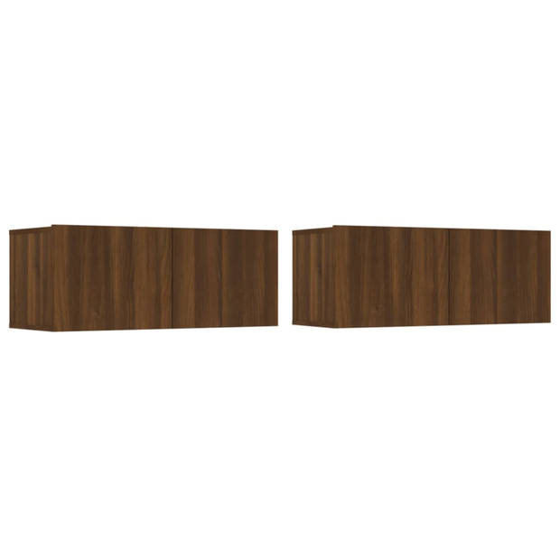 vidaXL Tv-meubelen 2 st 80x30x30 cm bewerkt hout bruin eikenkleur