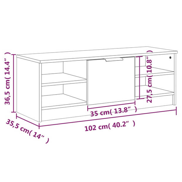 The Living Store TV-kast - Classic - Opbergruimte - 102 x 35.5 x 36.5 cm - Wit