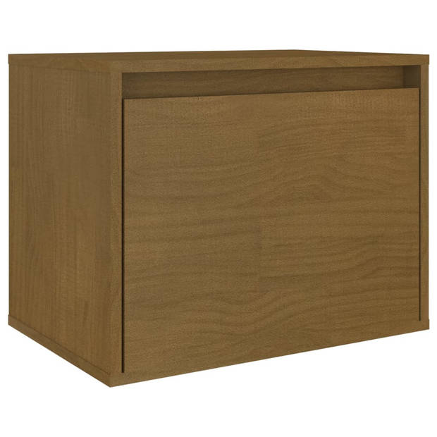 The Living Store Wandkasten TV-meubel Set - 2x 45x30x35 cm - 2x 30x30x100 cm - Massief Grenenhout - Honingbruin