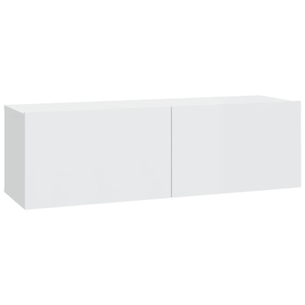 The Living Store Wandgemonteerd Tv-meubel - Hoogglans Wit - 100 x 30 x 30 cm - Bewerkt Hout