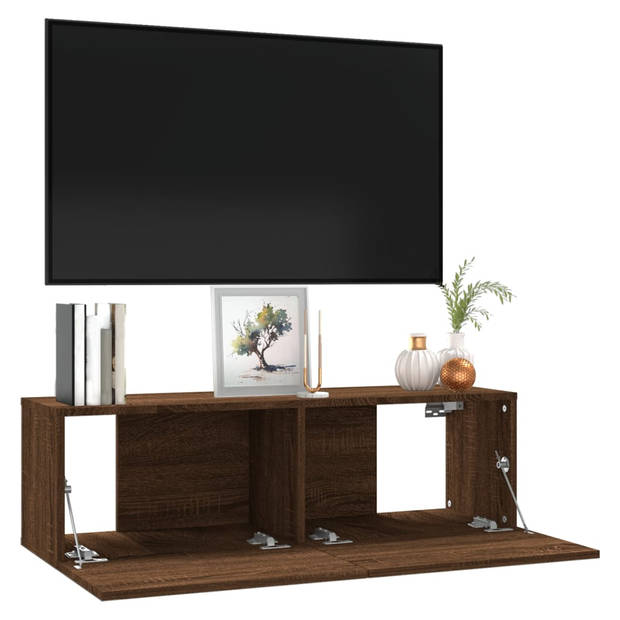 vidaXL Tv-wandmeubel 100x30x30 cm bewerkt hout bruin eikenkleur