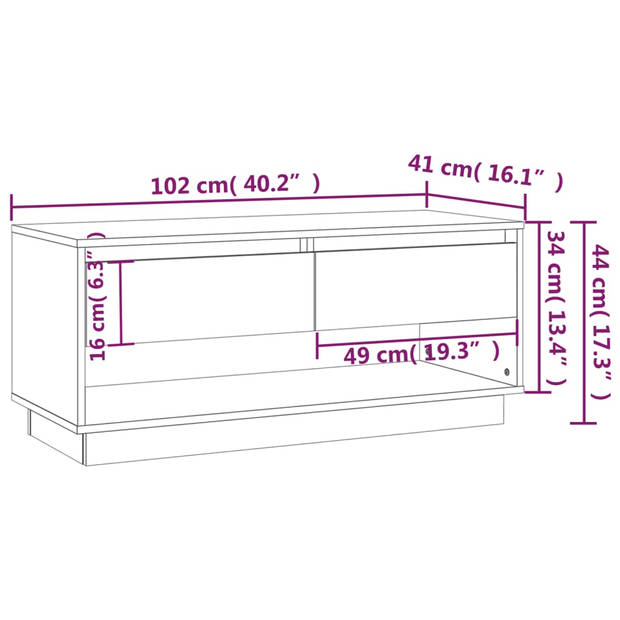 The Living Store Televisiemeubel - Sonoma Eiken - 102 x 41 x 44 cm - Stabiele constructie