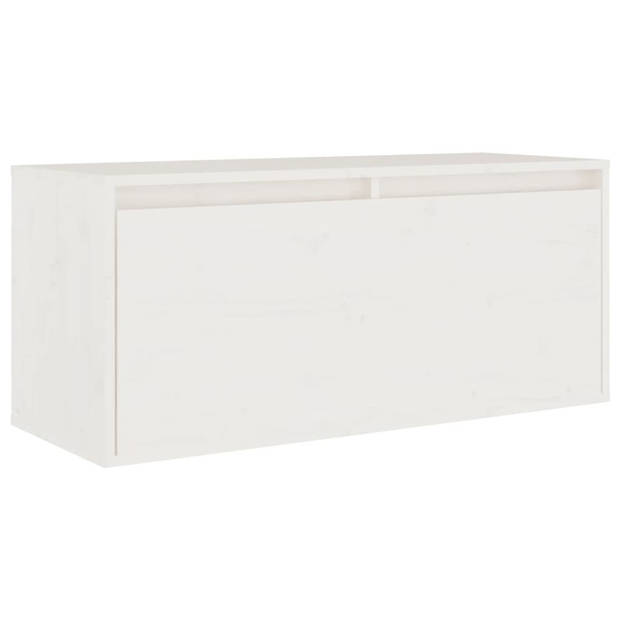 The Living Store Wandkasten - Massief grenenhout - Wit - Set van 3x 80x30x35cm - 1x 30x30x80cm