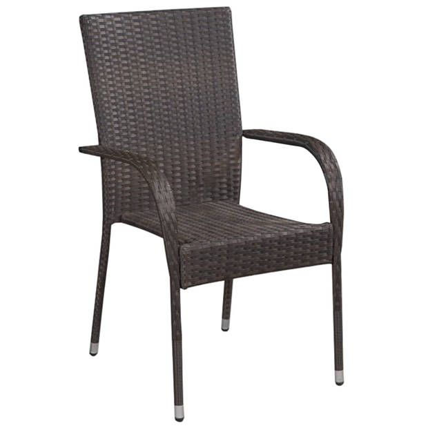 The Living Store Tuinset Acaciahout/Staal - 80 x 80 x 72 cm - PE-rattan - Bruin - 55.5 x 53.5 x 95 cm