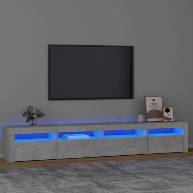 vidaXL Tv-meubel met LED-verlichting 240x35x40 cm betongrijs