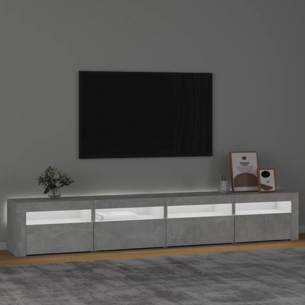 vidaXL Tv-meubel met LED-verlichting 240x35x40 cm betongrijs