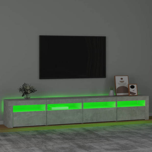 vidaXL Tv-meubel met LED-verlichting 240x35x40 cm betongrijs