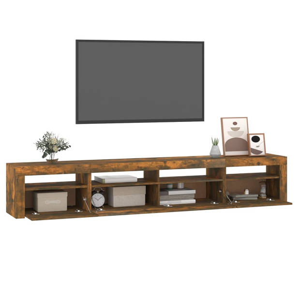 The Living Store TV-meubel Gerookt Eiken - 240x35x40 cm - LED-verlichting - Montagehandleiding inbegrepen