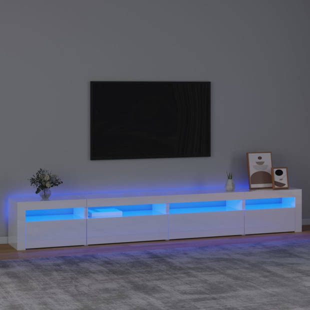 vidaXL Tv-meubel met LED-verlichting 270x35x40 cm hoogglans wit