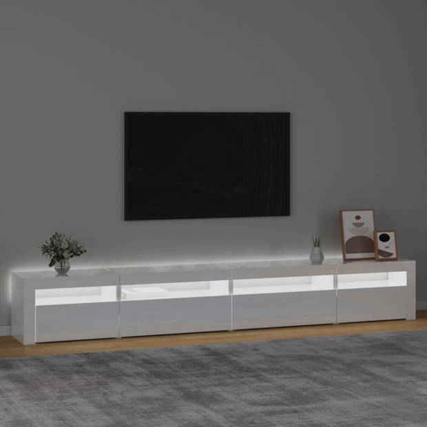 vidaXL Tv-meubel met LED-verlichting 270x35x40 cm hoogglans wit