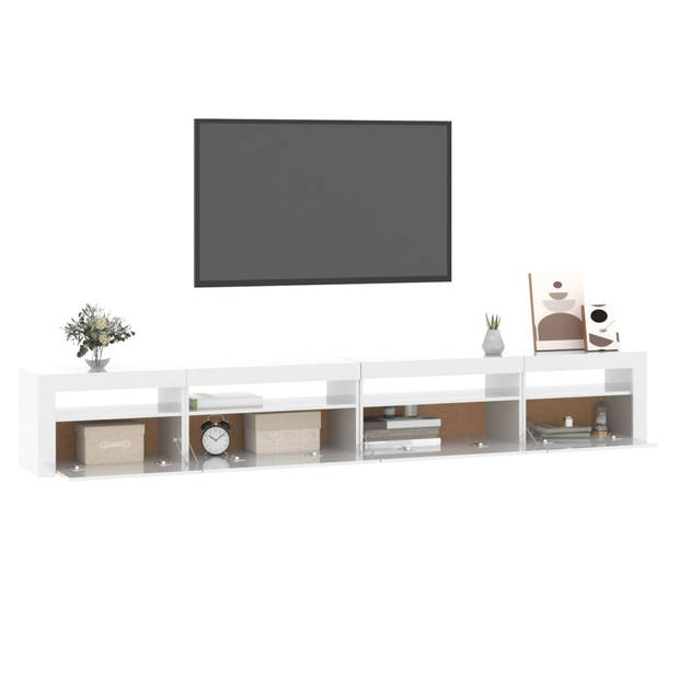 vidaXL Tv-meubel met LED-verlichting 270x35x40 cm hoogglans wit