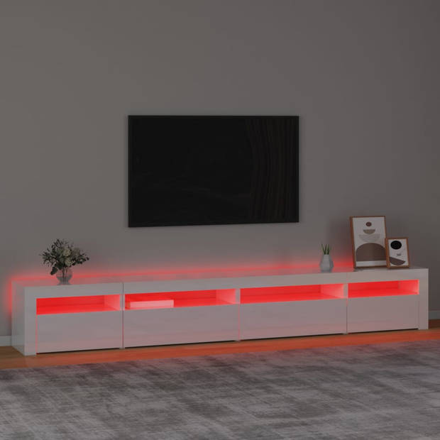 vidaXL Tv-meubel met LED-verlichting 270x35x40 cm hoogglans wit