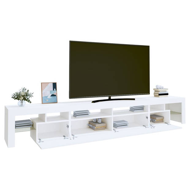 The Living Store tv-meubel - 260 x 36.5 x 40 cm - Met RGB LED-verlichting - Wit