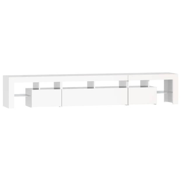 The Living Store TV-meubel - LED-verlichting - Hoogglans wit - 230 x 36.5 x 40 cm - Bewerkt hout