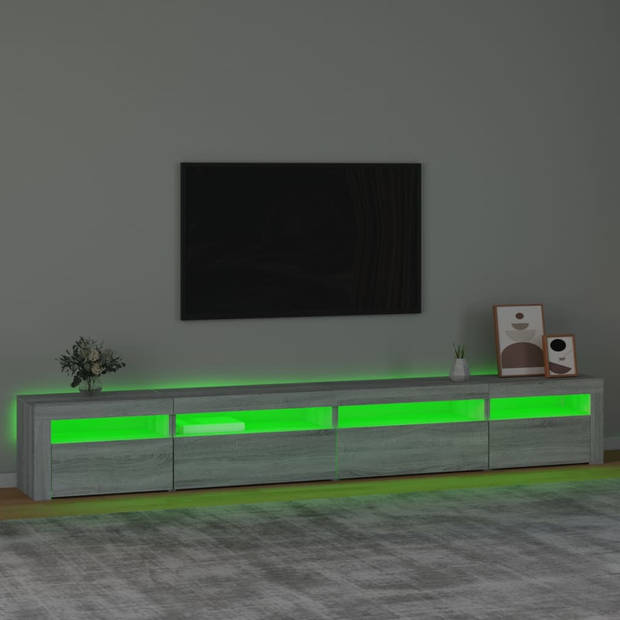 The Living Store TV-meubel - LED-verlichting - Grijs sonoma eiken - Afmetingen- 270 x 35 x 40 cm - Materiaal- Bewerkt