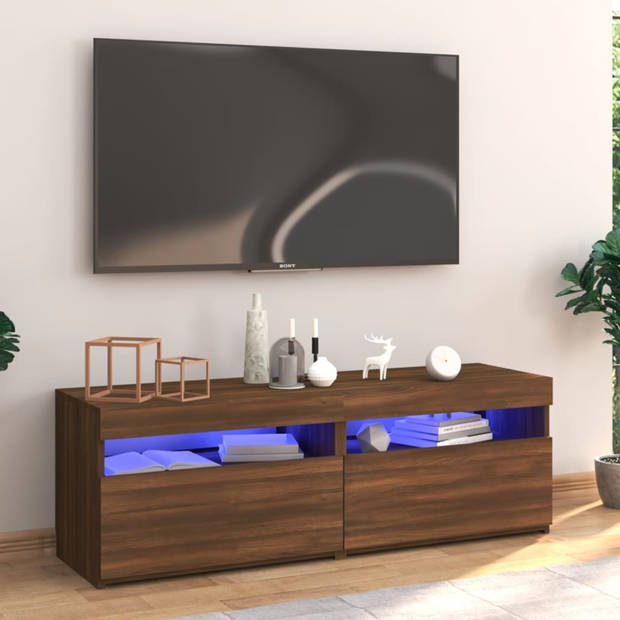 vidaXL Tv-meubel met LED-verlichting 120x35x40 cm bruin eikenkleur