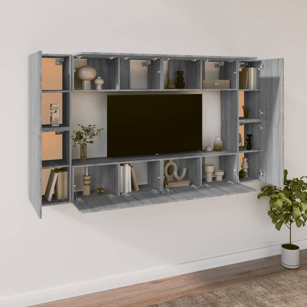 The Living Store Televisiemeubelset - Klassiek - TV-meubel - 80x30x30 cm - 30.5x30x60 cm - Grijs sonoma eiken