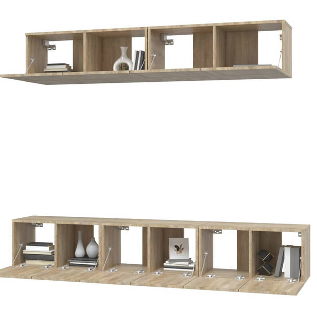 The Living Store TV-meubel set - Sonoma eiken - 3x 60x30x30cm + 2x 80x30x30cm