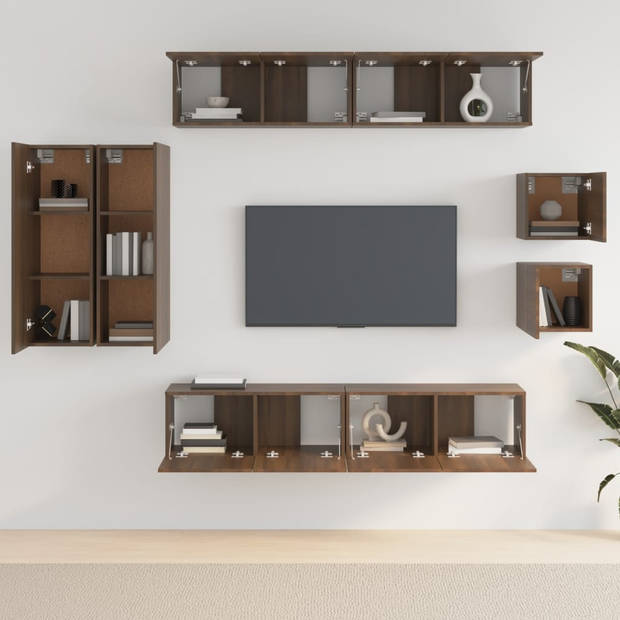 The Living Store Televisiemeubelset - TV-meubel - Bruineiken - 80x30x30cm - 4x 80x30x30cm - 2x 30.5x30x90cm - 2x