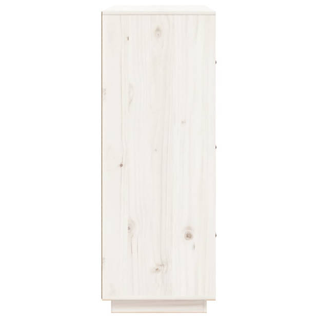 The Living Store Dressoir Grenenhout - Wit - 67x40x108.5cm - 6 vakken met deuren