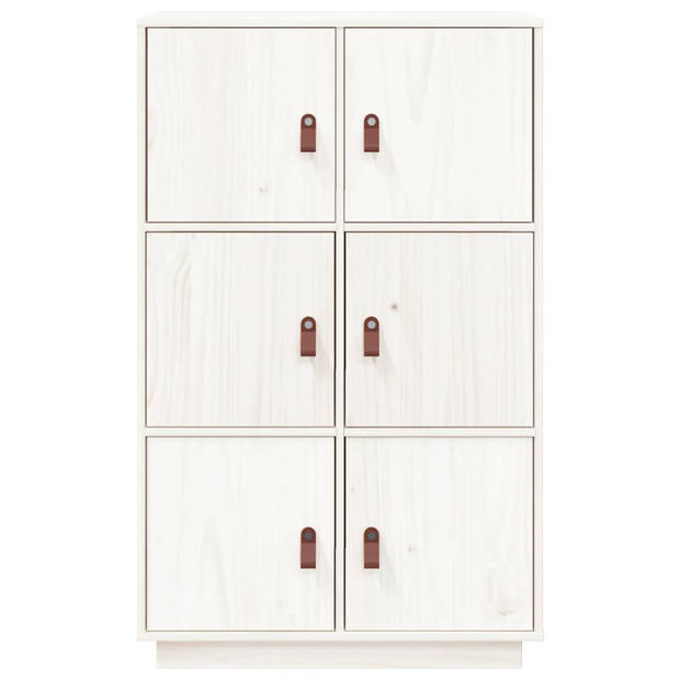 vidaXL Hoge kast 67x40x108,5 cm massief grenenhout wit