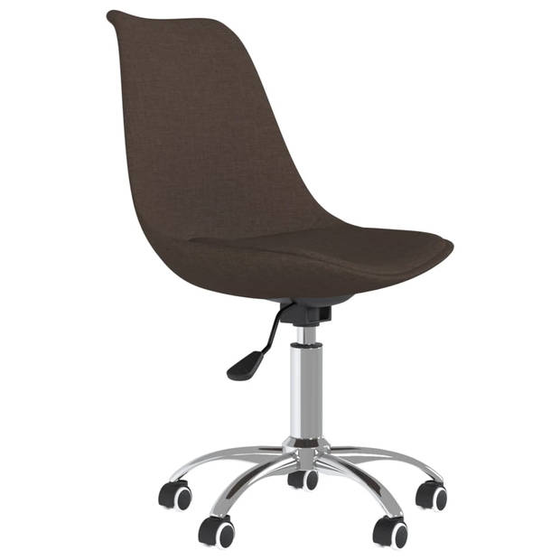 The Living Store Eetkamerstoelen - Donkerbruin - 48 x 58 x (81-93) cm - Draaibaar - Verchroomd frame