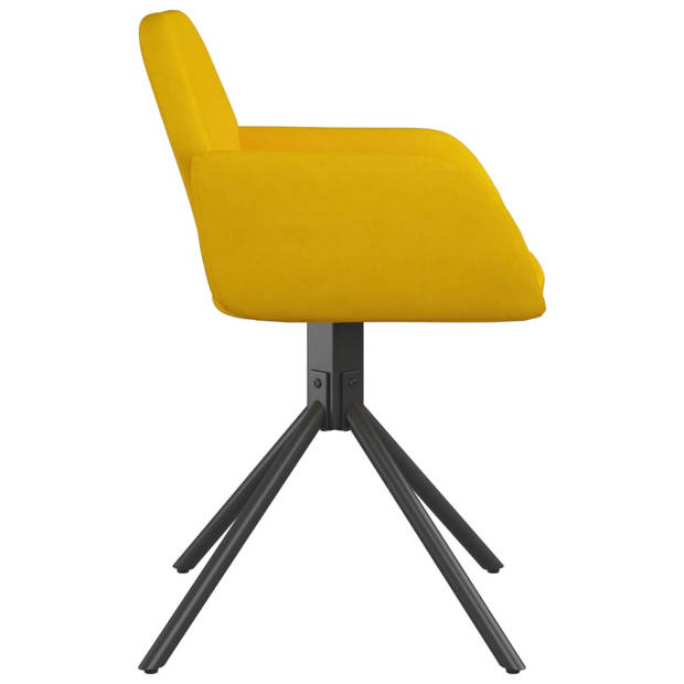 The Living Store Draaibare Eetkamerstoelen - Geel - Fluweel - 54 x 58.5 x 79.5 cm