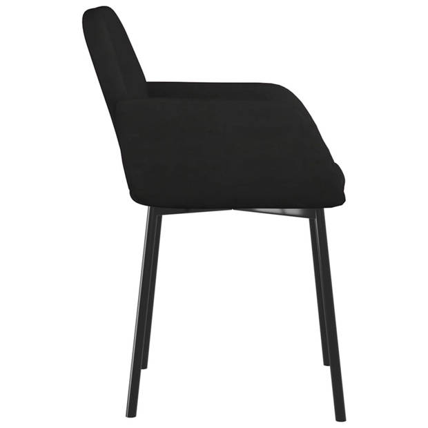 The Living Store Eetkamerstoel Velvet Comfort Zwart 54x59x76cm - Ergonomisch Ontwerp