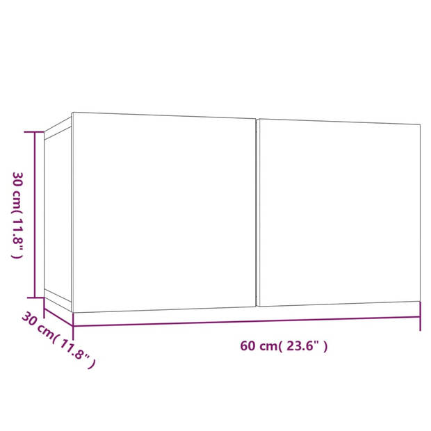 vidaXL Tv-hangmeubel 60x30x30 cm bewerkt hout bruin eikenkleur