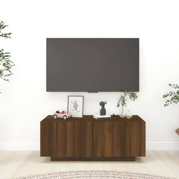 vidaXL Tv-meubel 100x35x40 cm bewerkt hout bruin eikenkleur