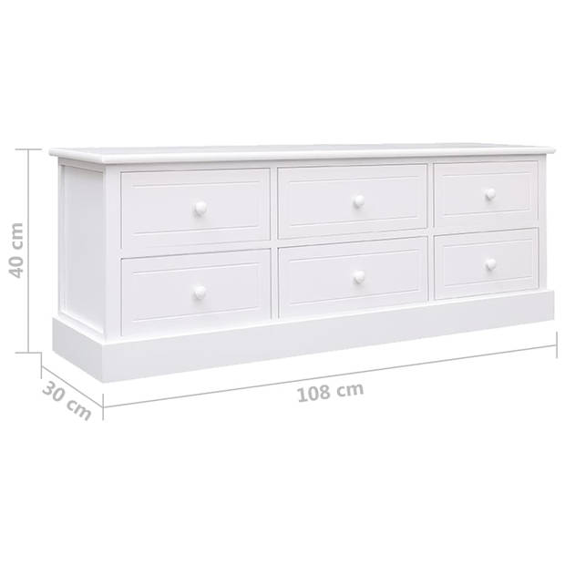 vidaXL Tv-meubel 108x30x40 cm massief paulowniahout wit