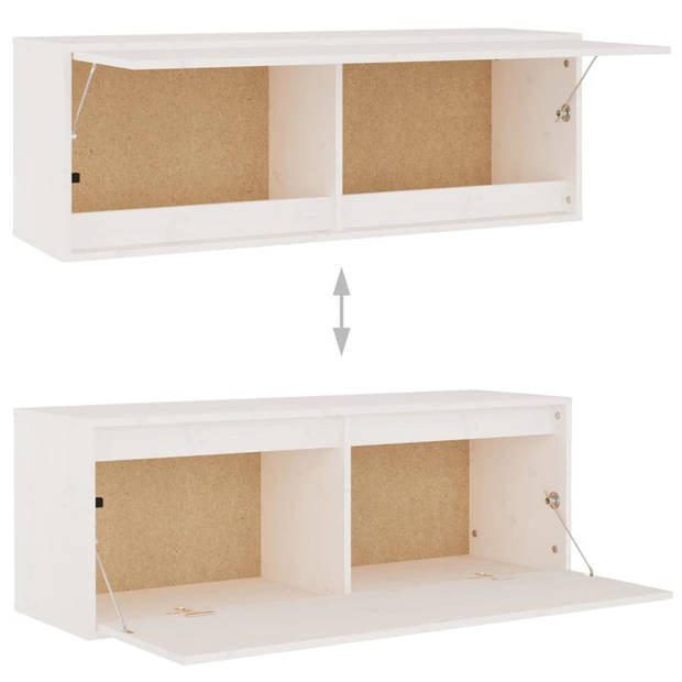 The Living Store TV-meubel The Living Store Grenenhouten wandmeubel - 60 x 30 x 35cm - wit