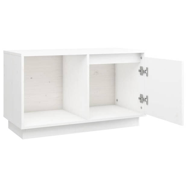 vidaXL Tv-meubel 74x35x44 cm massief grenenhout wit